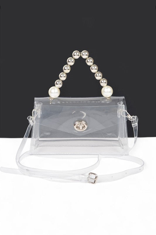 Metallic Beaded Top Handle Stadium Event Bag