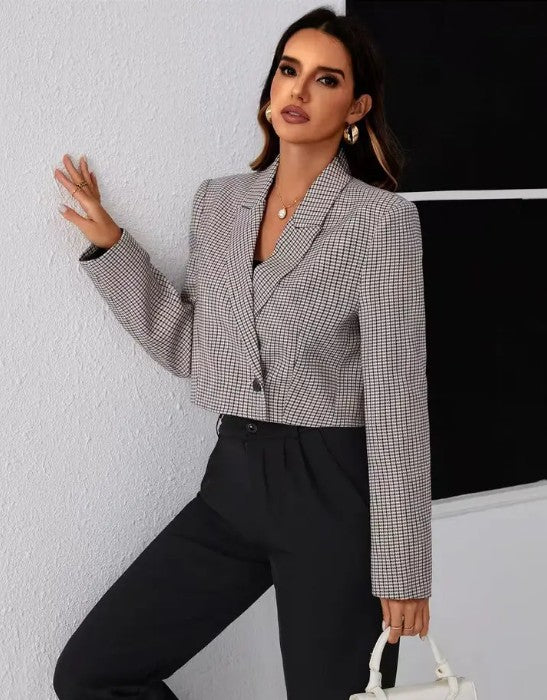 Plaid Cropped Blazer