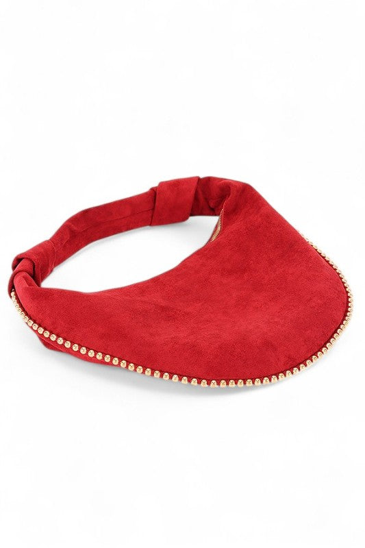 Faux Suede Metal Beads Accent Slouchy Hobo