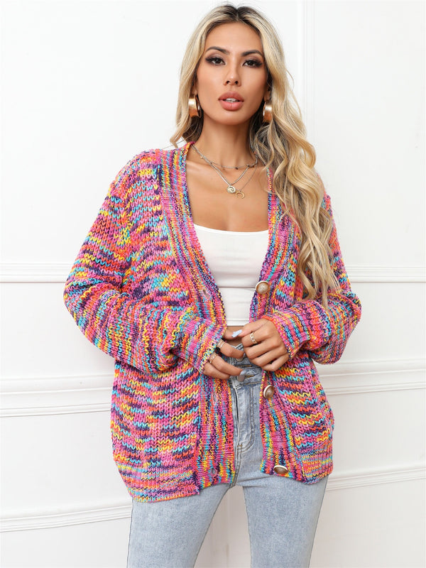 Acrylic Buttoned Dropped Shoulder Cardigan with Machine Washable Care