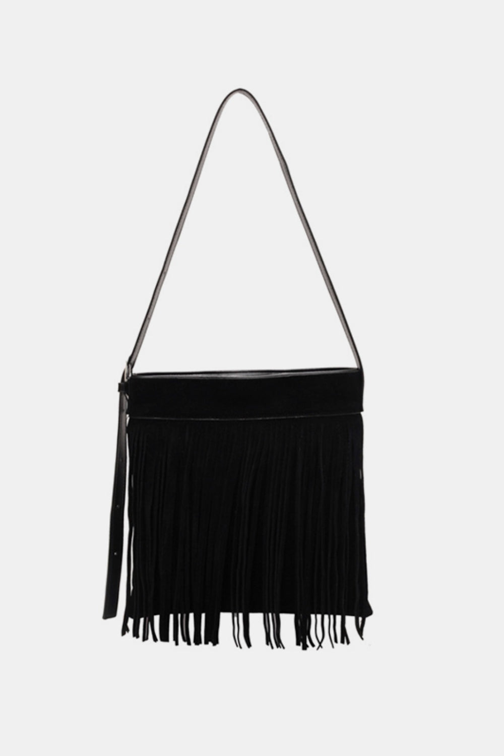 Suede Vegan Leather Fringe Adjustable Strap Shoulder Bag - An everyday companion!