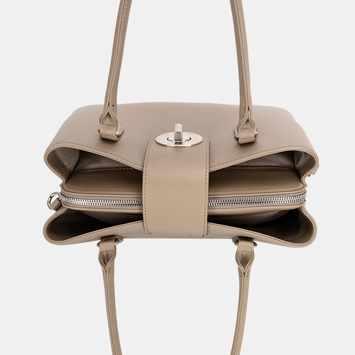 David Jones Vegan Leather Twist-Lock Tote Bag - Effortless Sophistication & Timeless Style!