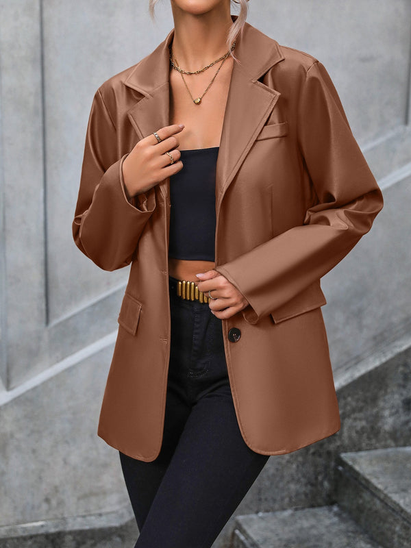 Ivy Lane Pocketed Button-Up Collared Neck Blazer — Savvy Stylish Weekly Deal