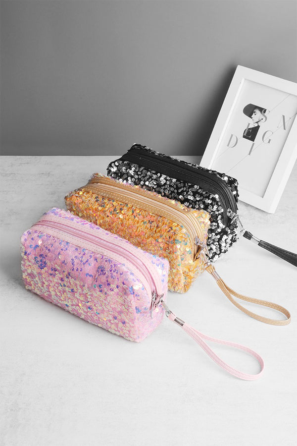 Zenana Colorful Shine Cosmetic Sequin Design Bag - Elevate Your Beauty Storage!