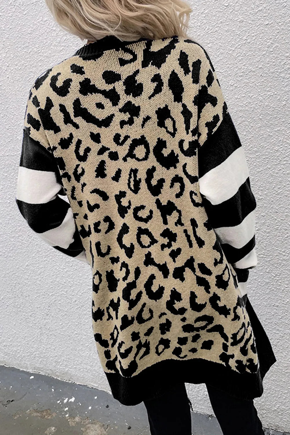 Leopard Open Front Long Sleeve Cardigan