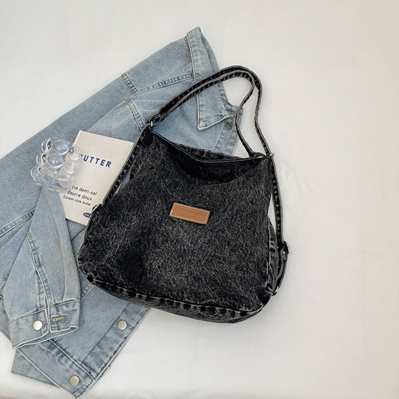 Adjustable Strap Denim Shoulder Bag - Shine in Blue!