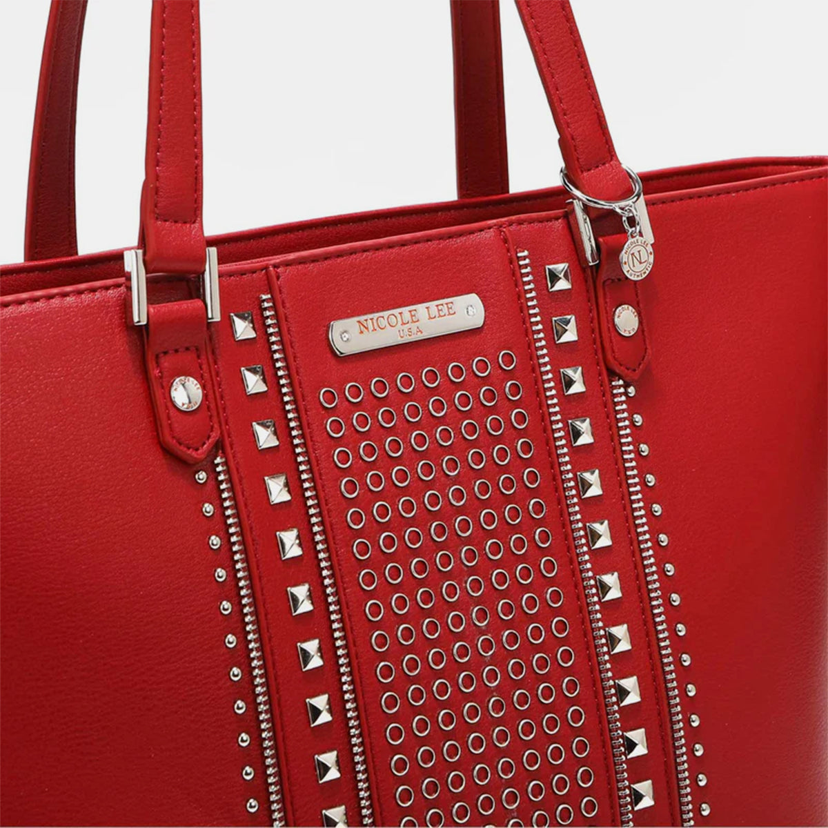 Nicole Lee USA Studded Decor Tote Bag - Stylish and Edgy Accessory!