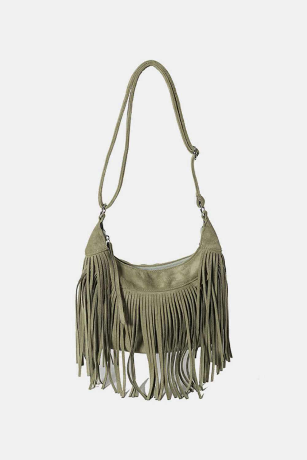 Suede Fringe Adjustable Strap Shoulder Bag - Bohemian Chic Flavor!