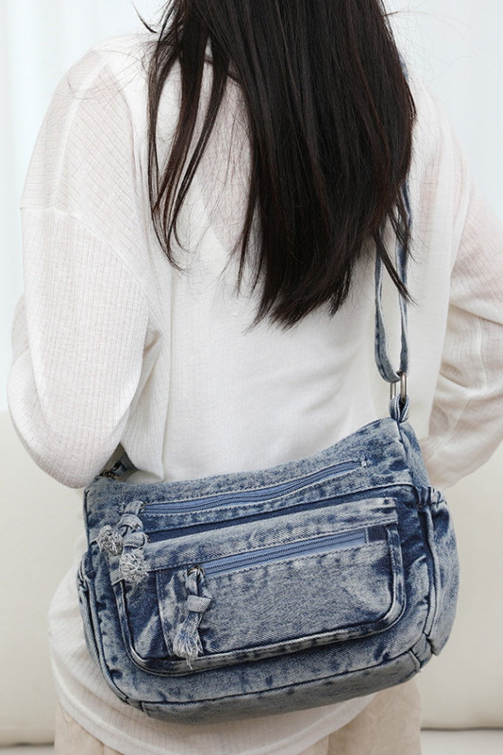 Adjustable Strap Denim Crossbody Bag - For Your Personalized Fit