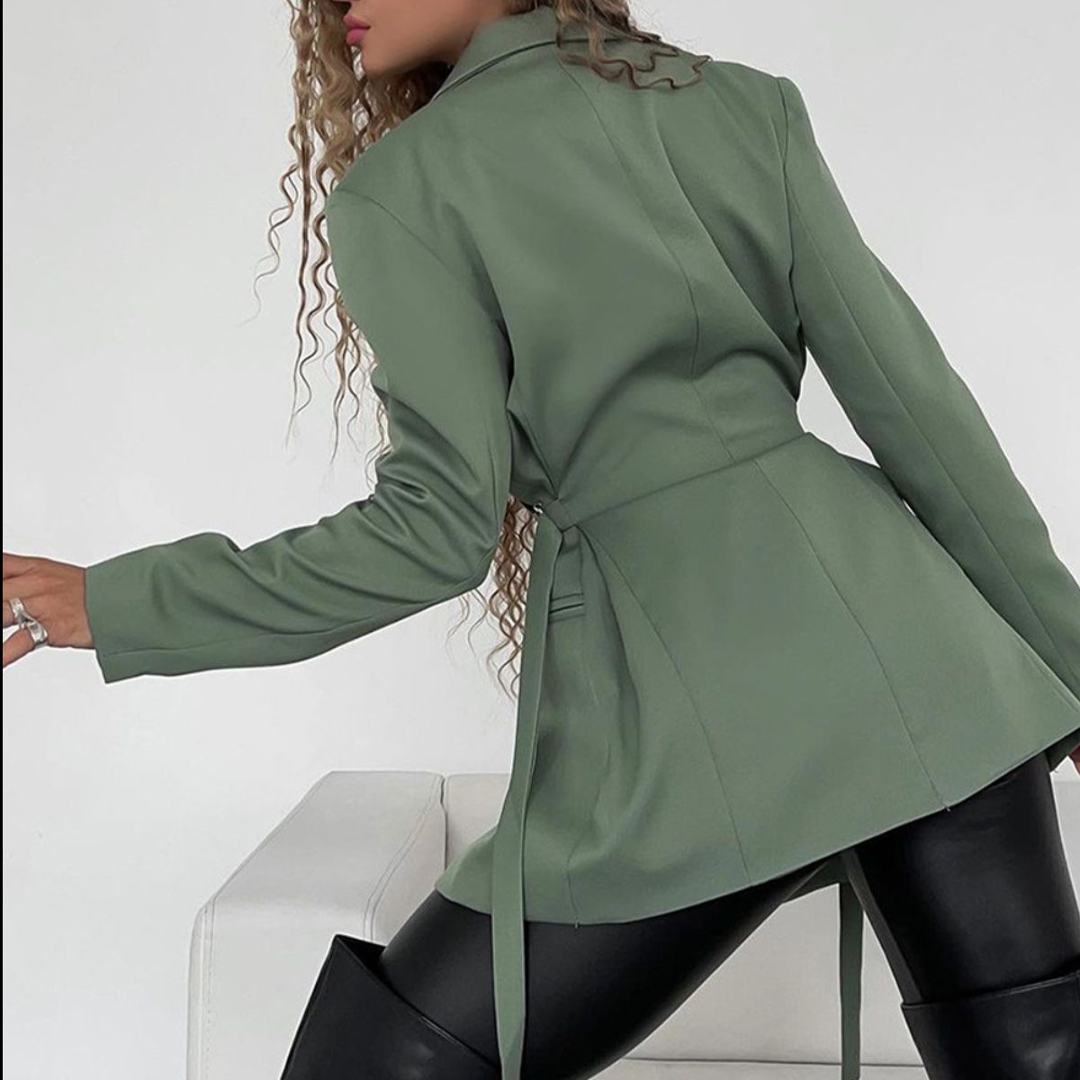 Women's Long Sleeve Blazer Lapel Collar Career Suit Jacket Outwear