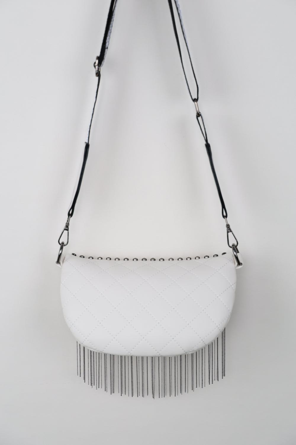 Adored Vegan Leather Studded Sling Bag with Fringes - Edgy Elegance for the Free Spirit!