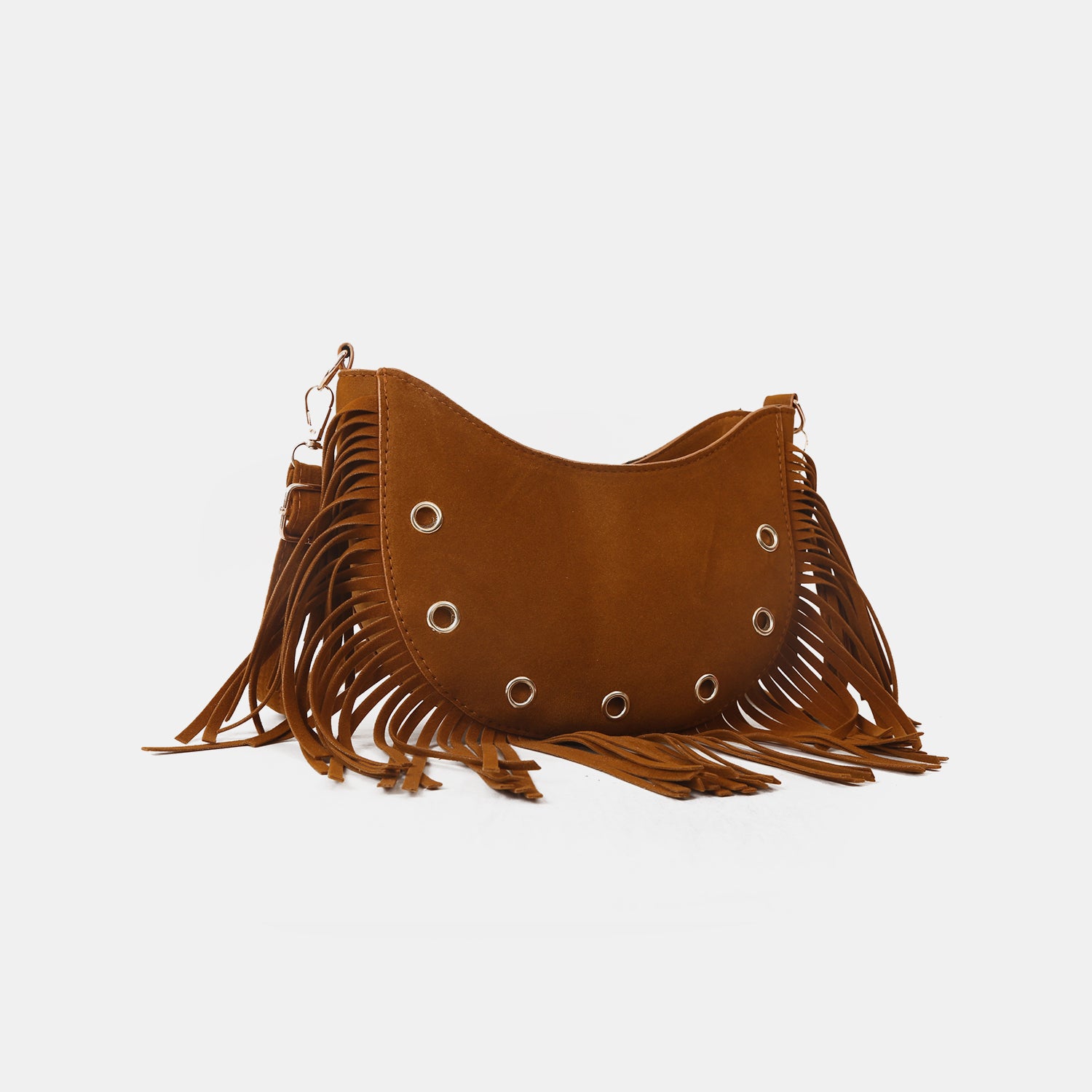 Fringe Detail Suede Leather Crossbody Bag - Add a touch of western flair!