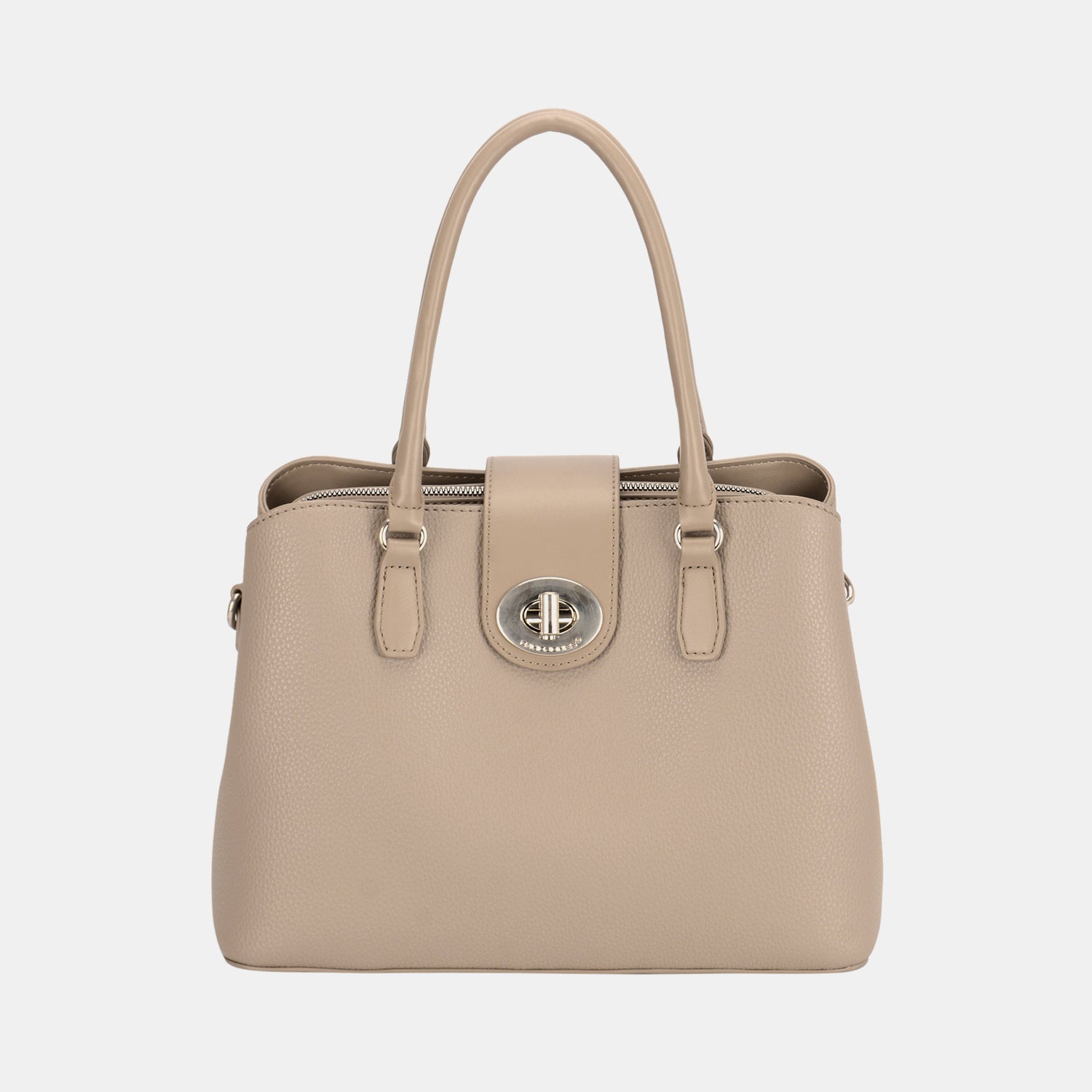 David Jones Vegan Leather Twist-Lock Tote Bag - Effortless Sophistication & Timeless Style!