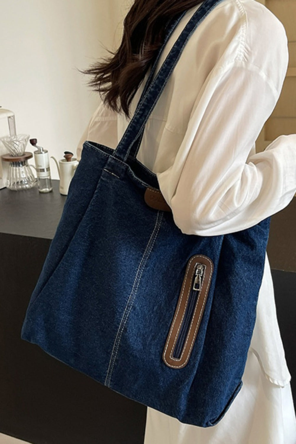 Medium Denim Tote Bag - Shine in Blue!