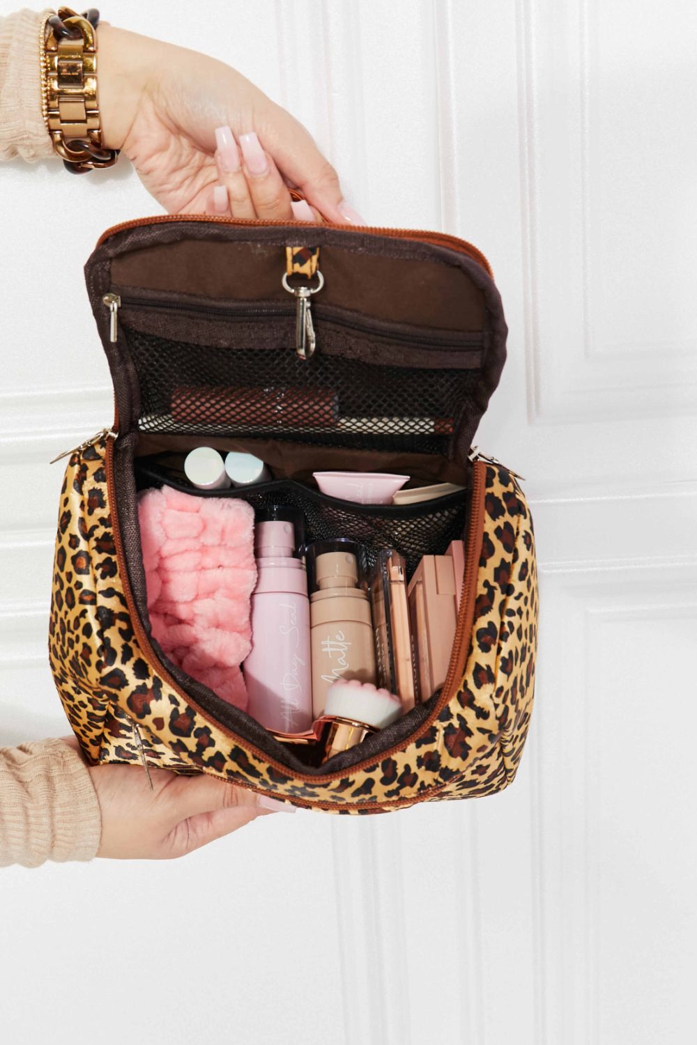 Printed Makeup Bag with Strap - Travel Essential!