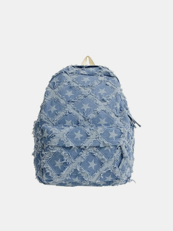 Denim Backpack Bag with Spacious Compartment and Adjustable Straps