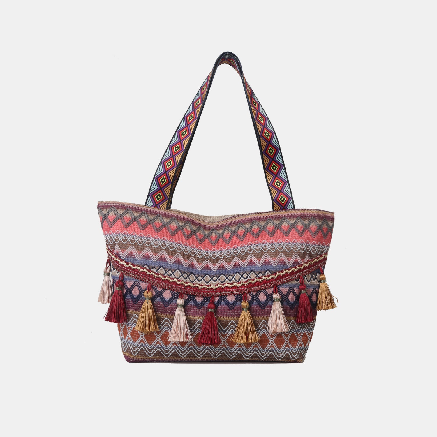 Printed Tassel Detail Tote Bag - Carry your belongings comfortably!