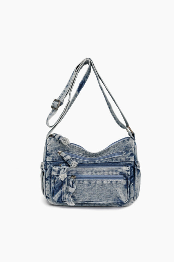 Adjustable Strap Denim Crossbody Bag Medium Size Storage Essentials