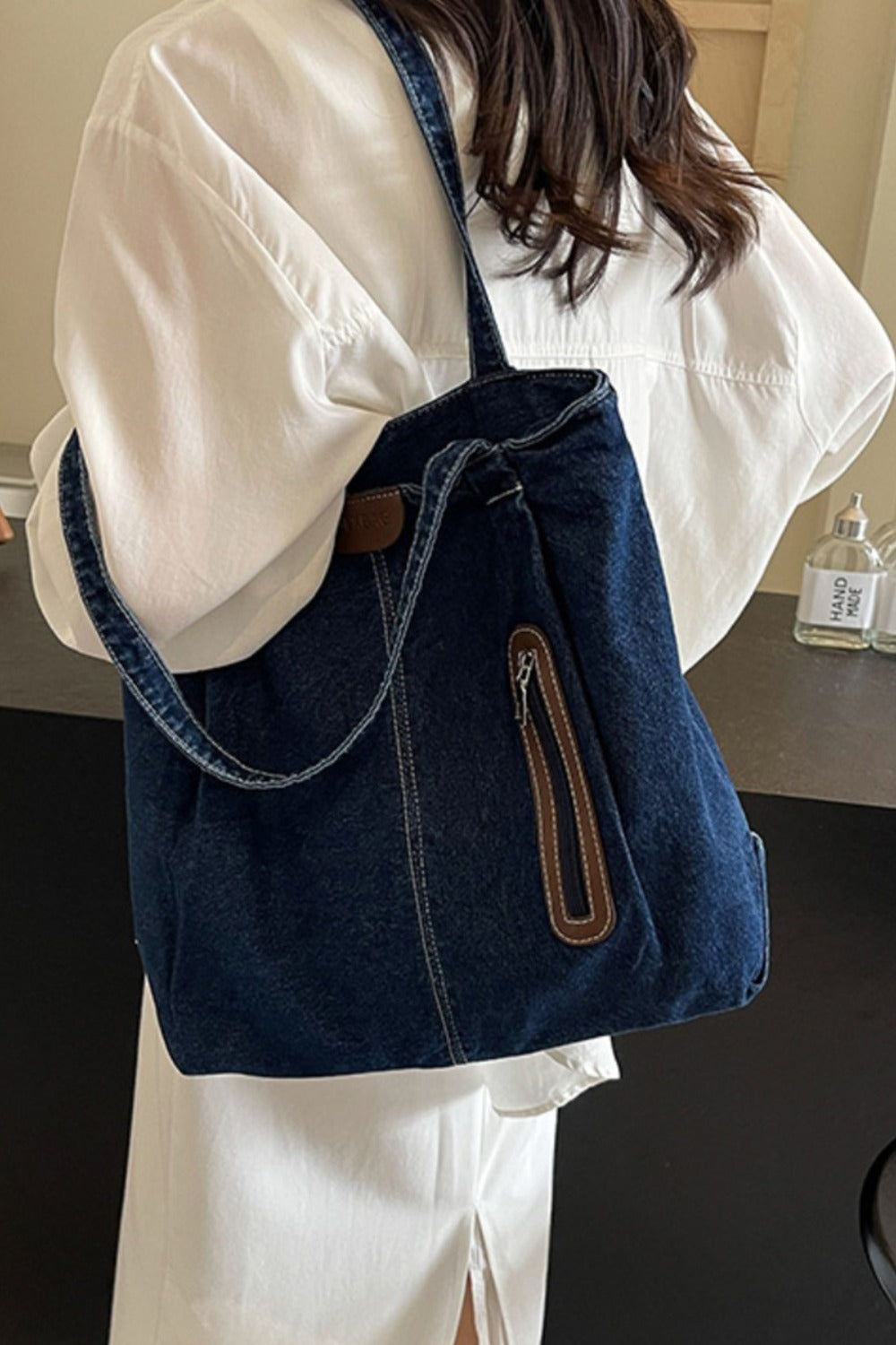 Medium Denim Tote Bag - Shine in Blue!