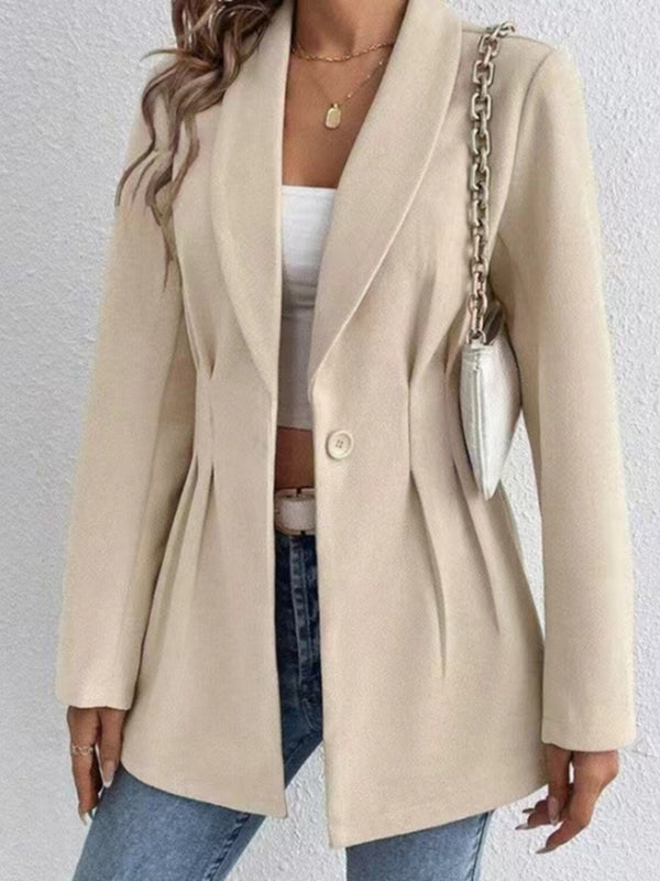 Women's One Button Long Sleeve Blazer Lightweight Unlined Cardigan