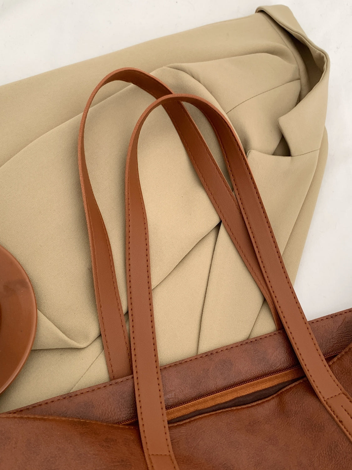 Vegan Leather Medium Tote Bag - Timeless design and neutral color!