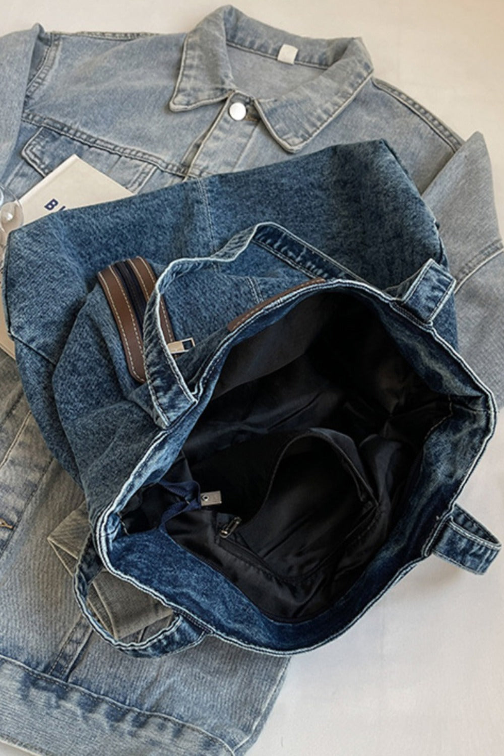 Medium Denim Tote Bag - Shine in Blue!