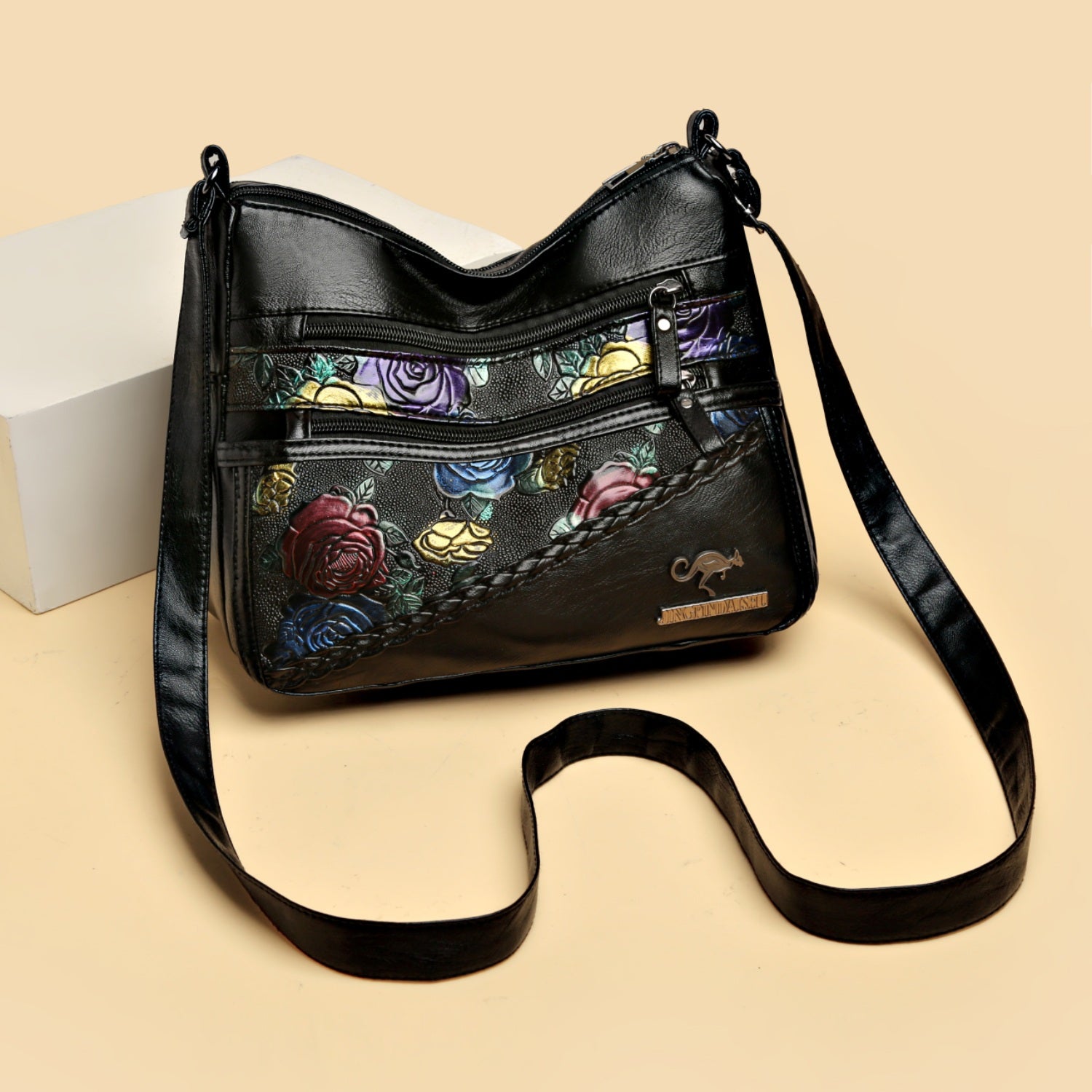 Vegan Leather Rose Pattern Shoulder Bag - Elevate Your Style!