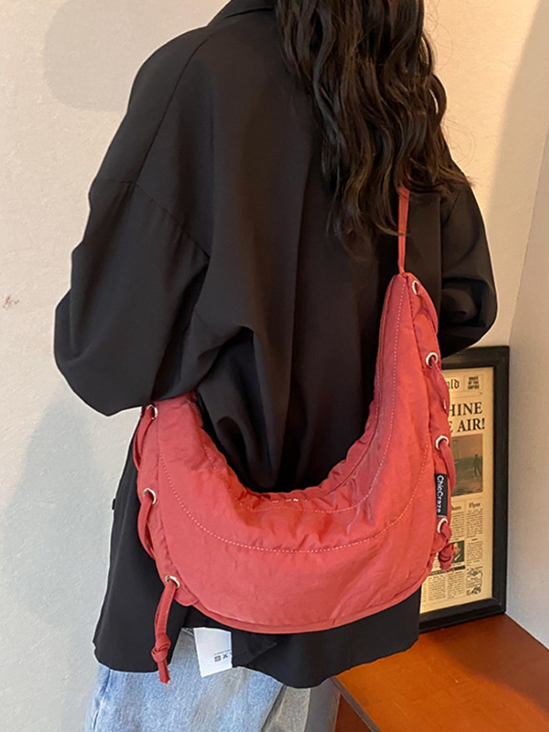 Lace-Up Polyester Crossbody Bag - Combines fashion and functionality!