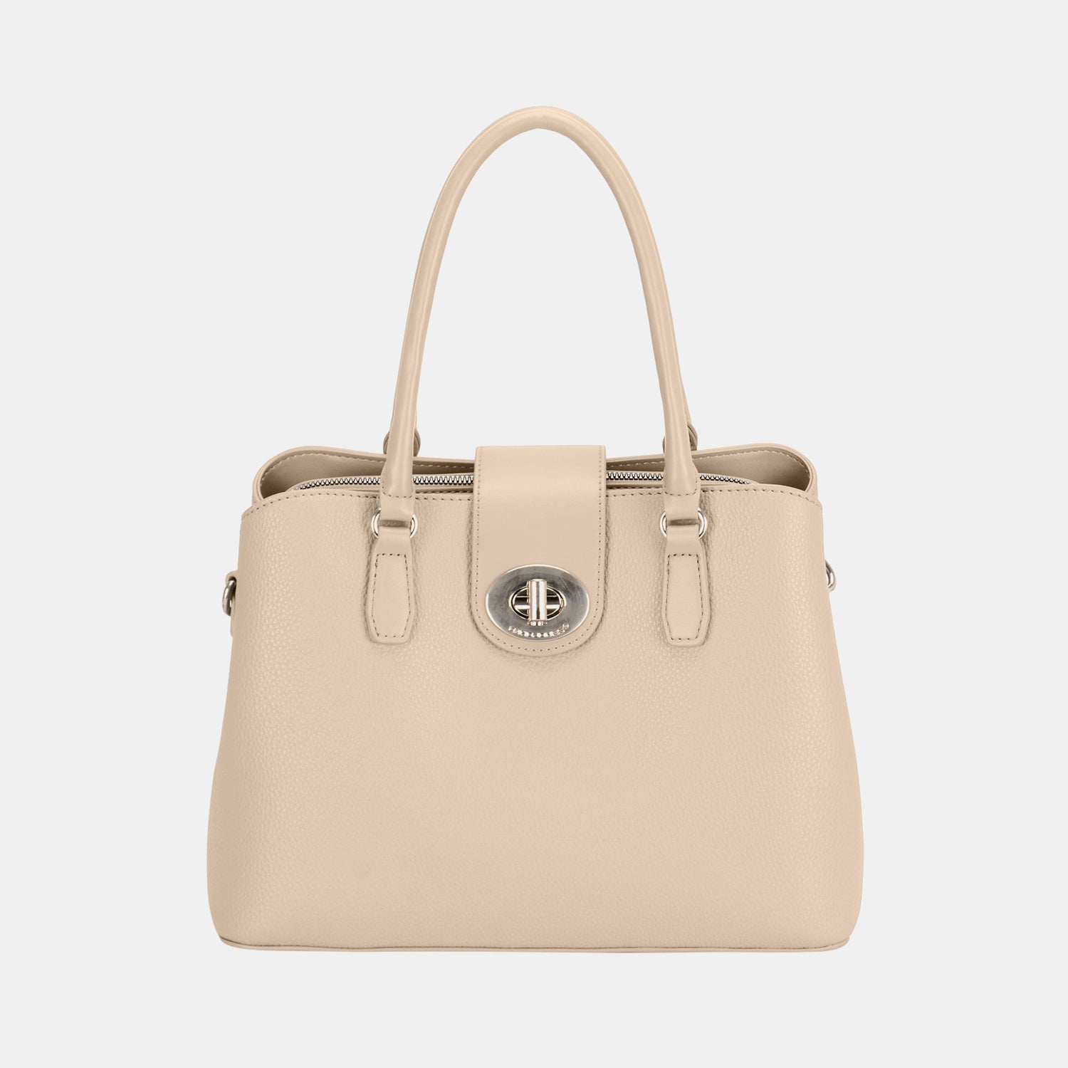 David Jones Vegan Leather Twist-Lock Tote Bag - Effortless Sophistication & Timeless Style!