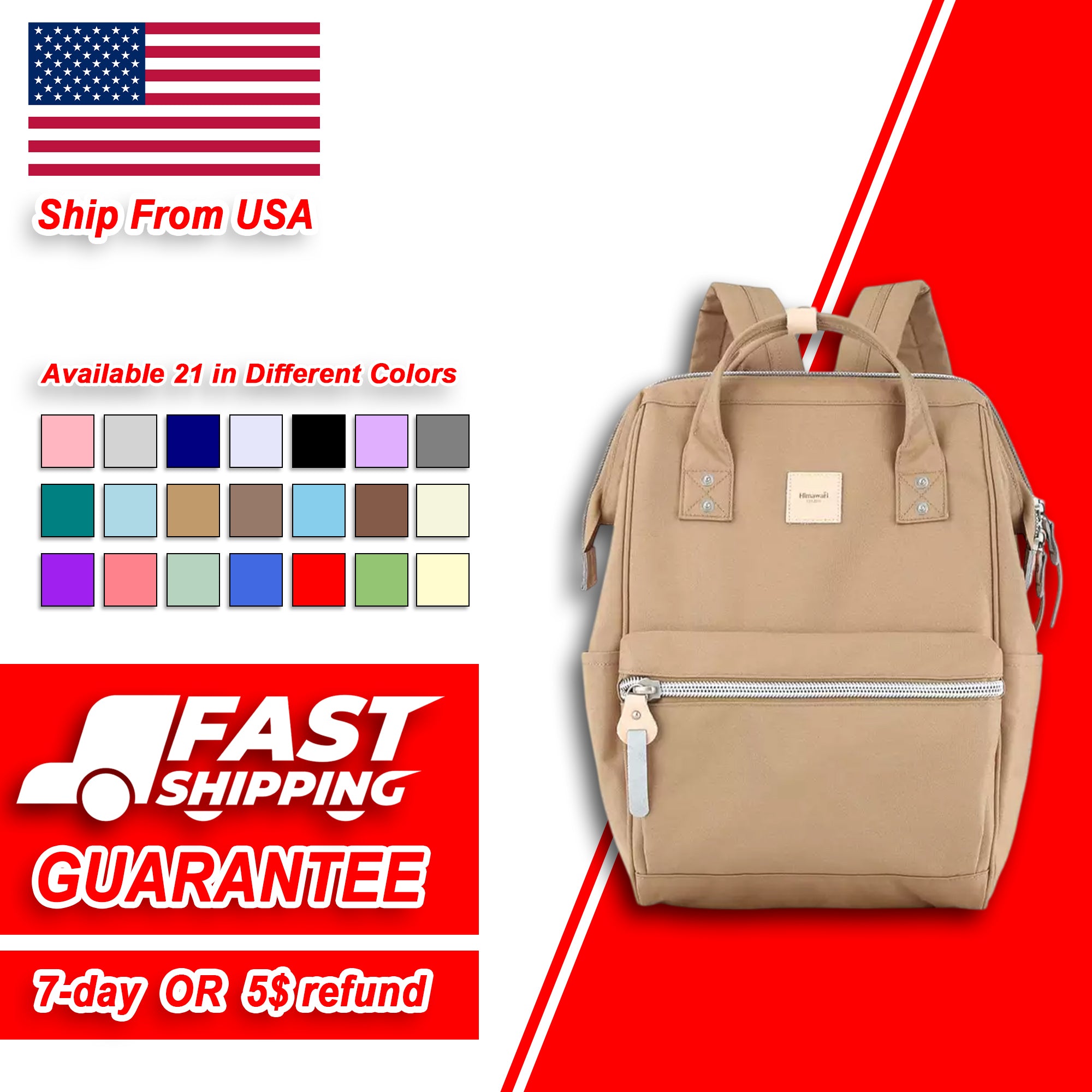 Water Resistant Canvas Backpack with Side Pockets USB Charging Port