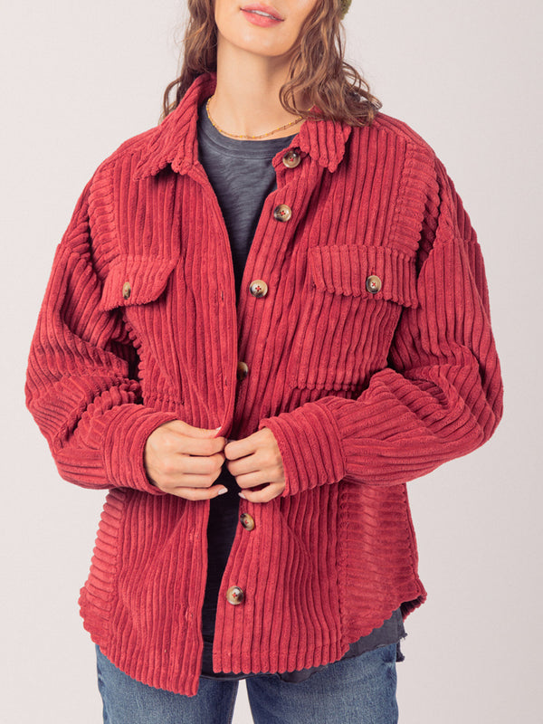 Women's Buttoned Pocketed Cardigan Jacket 100% Polyester Lightweight