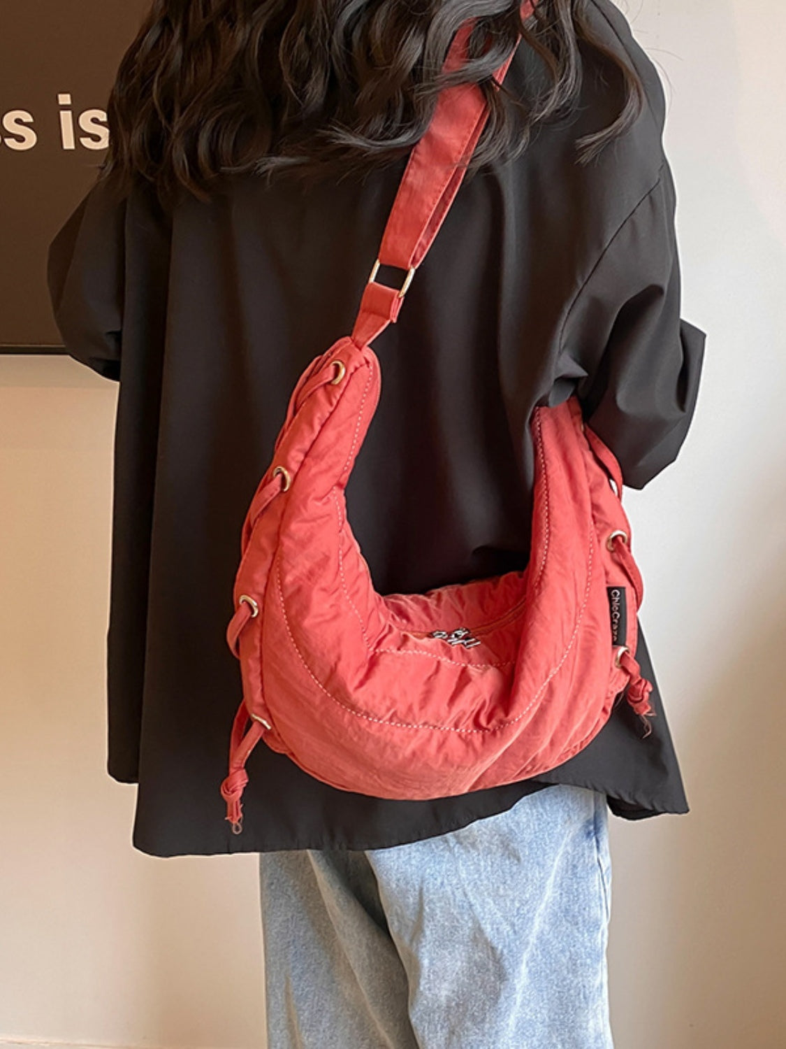 Lace-Up Polyester Crossbody Bag - Combines fashion and functionality!