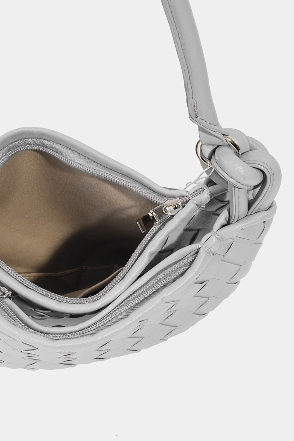 Fame Vegan Leather Basket Weave Half Moon Bag - Carry Your Essentials in Style!