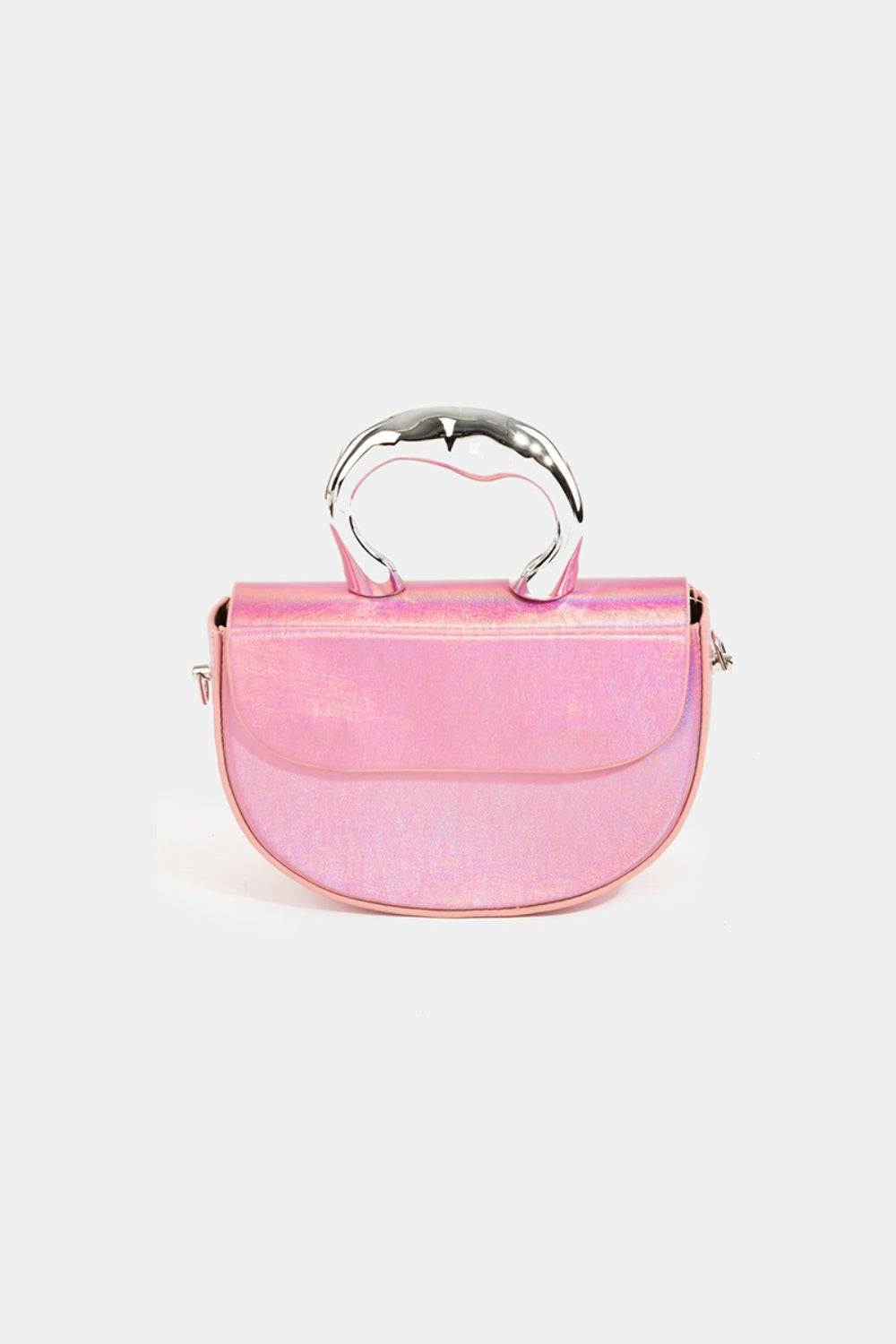 Fame Glossy Semi Circle Top Handle Bag - Striking Glossy Finish!