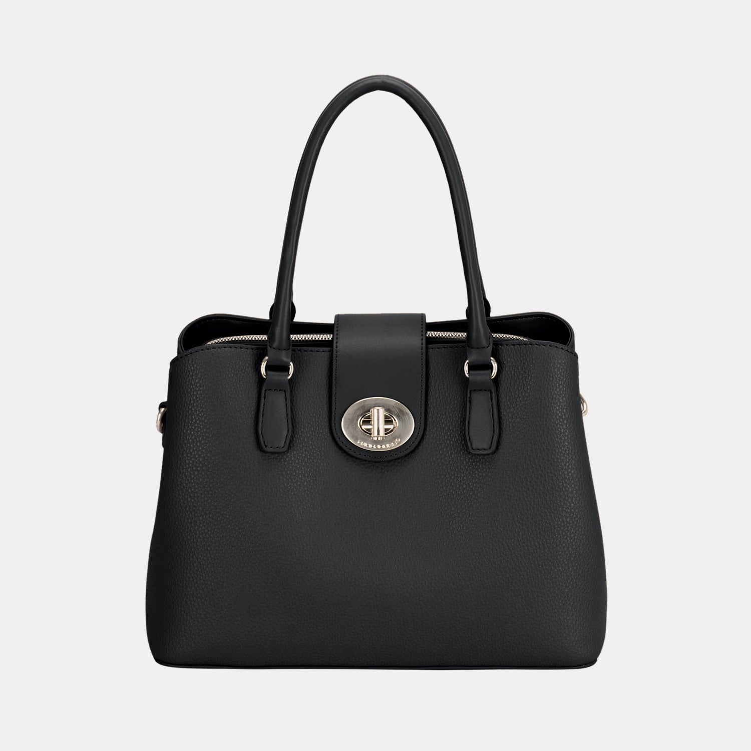 David Jones Vegan Leather Twist-Lock Tote Bag - Effortless Sophistication & Timeless Style!