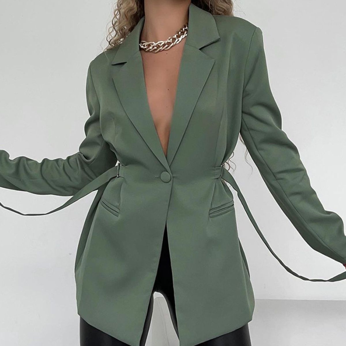 Women's Long Sleeve Blazer Lapel Collar Career Suit Jacket Outwear