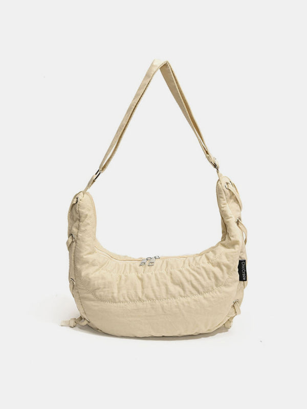 Lace-Up Polyester Crossbody Bag with Large Capacity and Durable Design