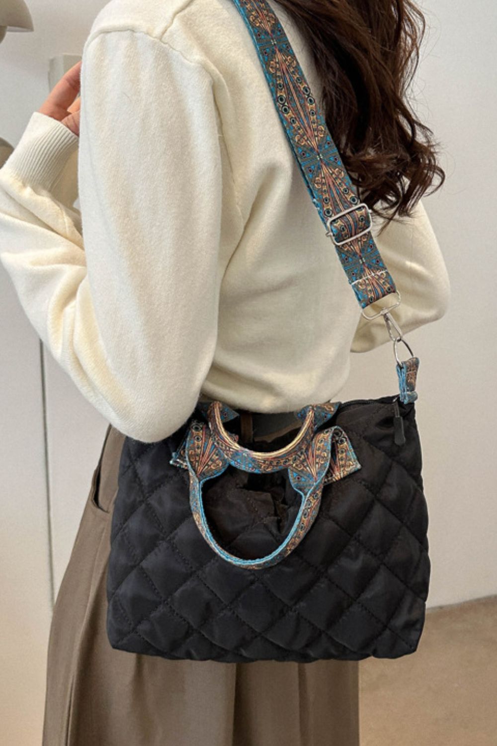 Bubble Textured Printed Strap Handbag - Simplify Your Daily Routine!