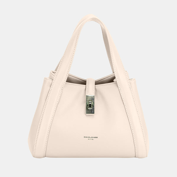Structured vegan leather bucket bag with adjustable strap in a spacious open-top silhouette