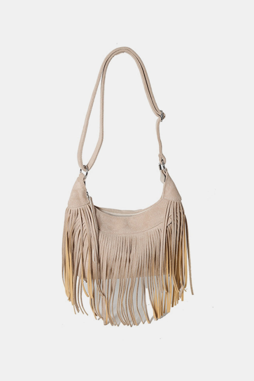 Suede Fringe Adjustable Strap Shoulder Bag - Bohemian Chic Flavor!