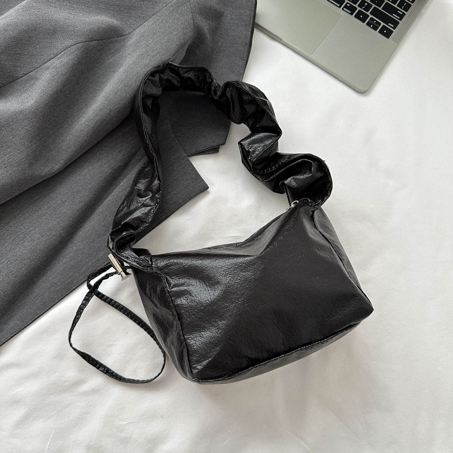 Vegan Leather Drawstring Shoulder Bag - Style and Convenience United!