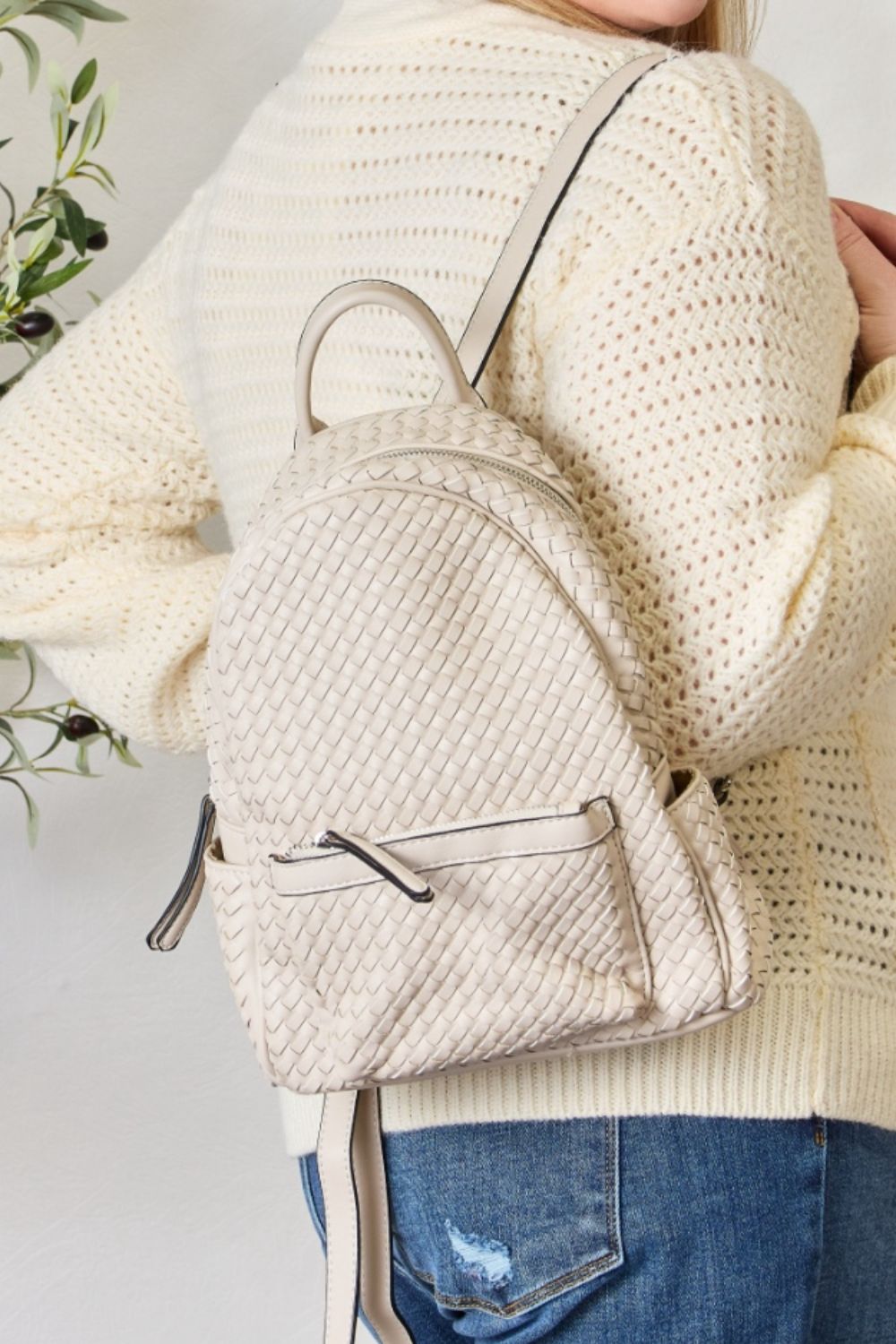 SHOMICO Vegan Leather Woven Backpack - Effortless Style Meets Everyday Essentials!