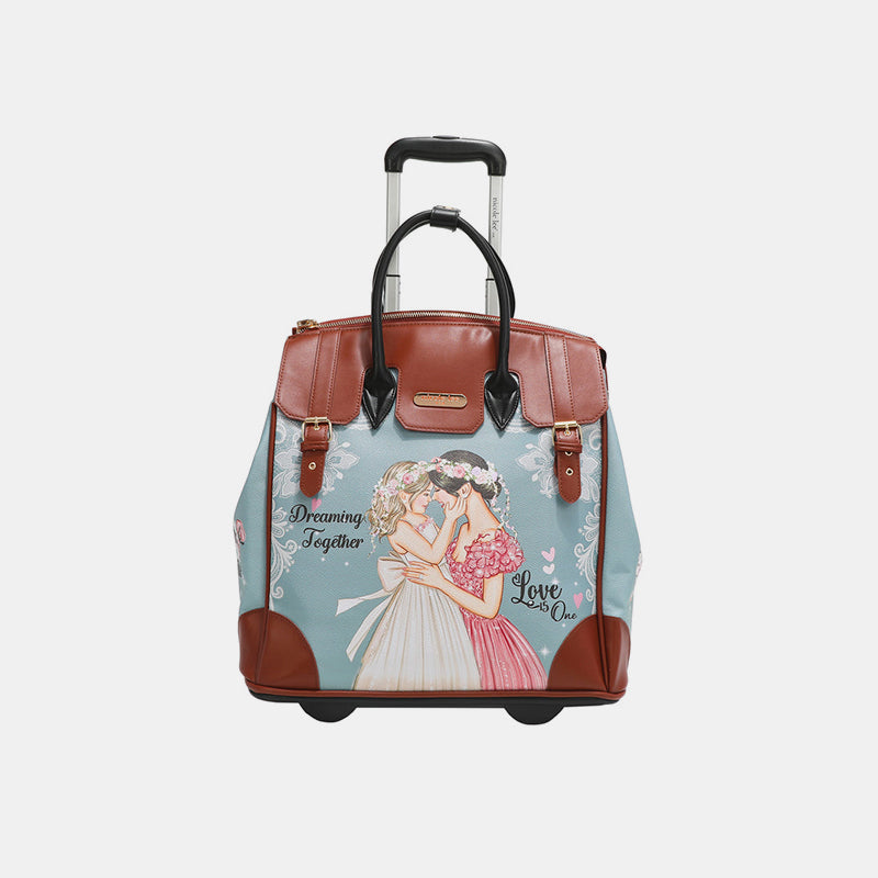 Nicole Lee USA Printed Rolling Tote Bag - Travel in Style!