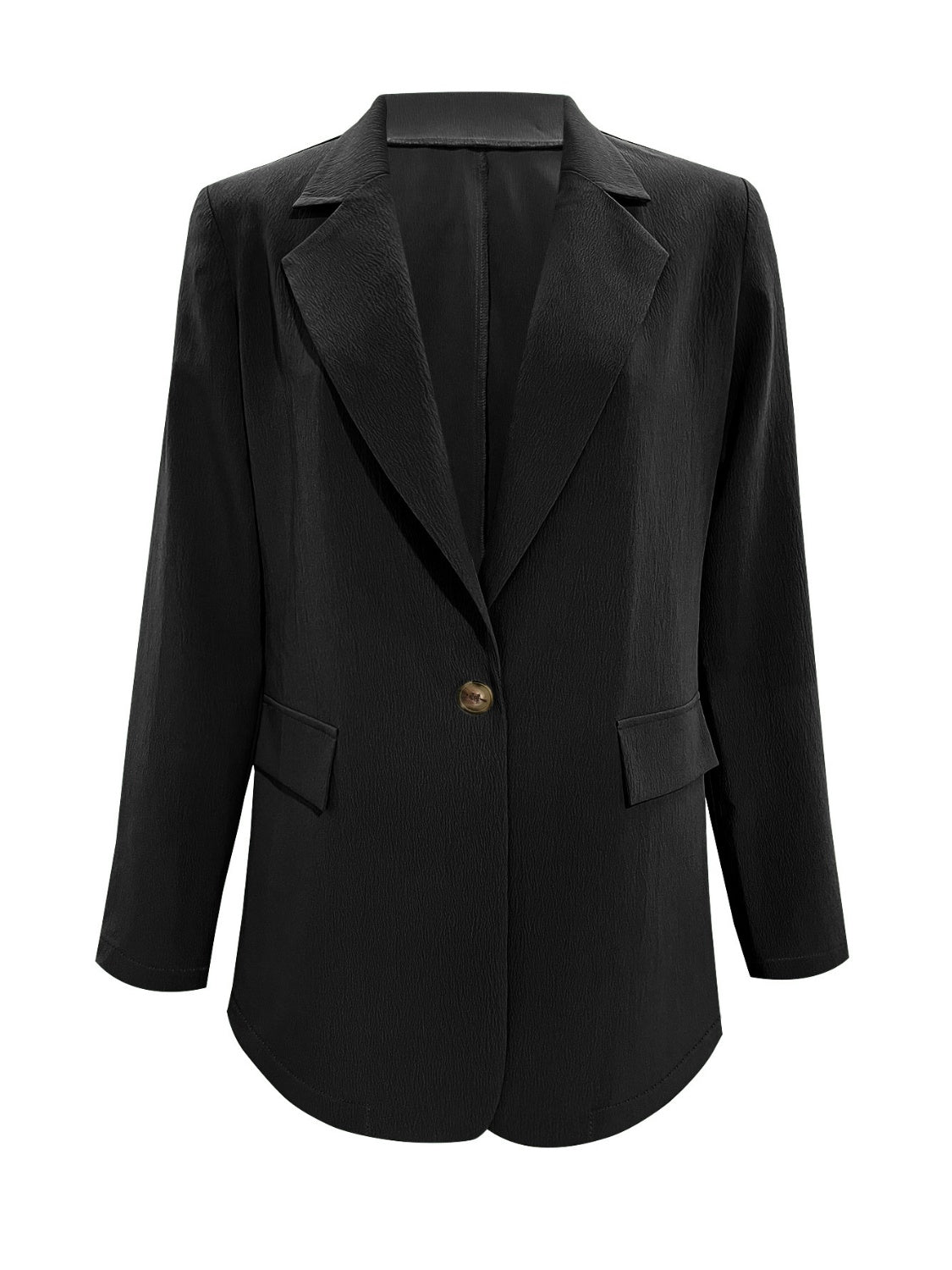 Lapel Collar Long Sleeve Blazer, Women's Buttoned, Polyester-Spandex, S-XL