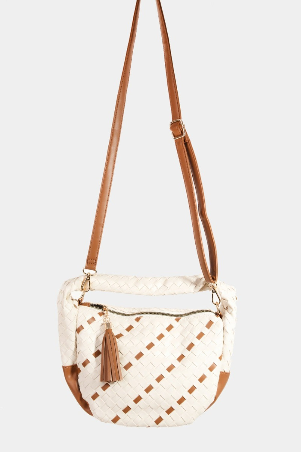 Fame Tassel Detail Weave Semi Circle Bag - Make a statement!