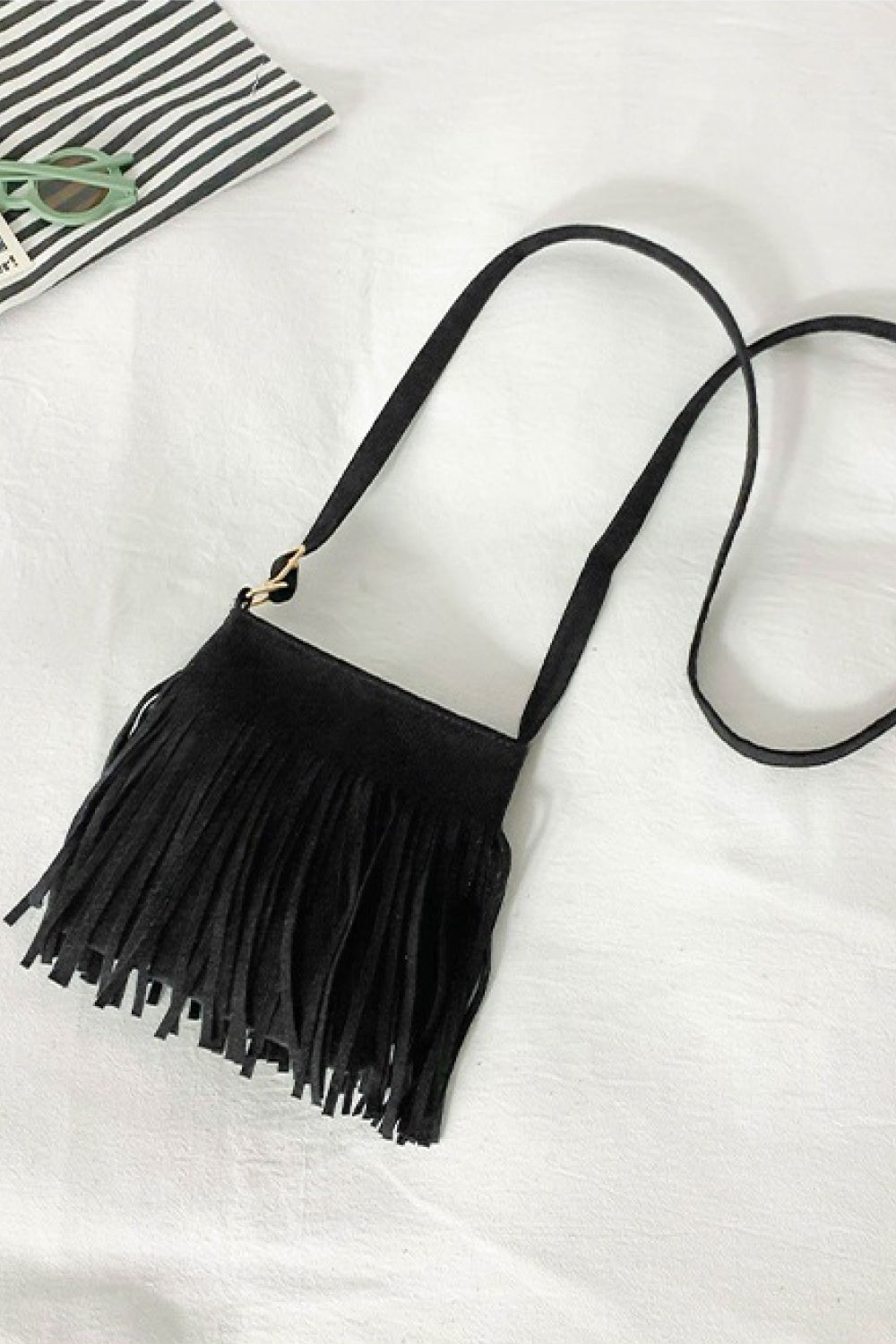 Adored Vegan Leather Crossbody Bag with Fringe - Flair for the Fashion-Forward Woman