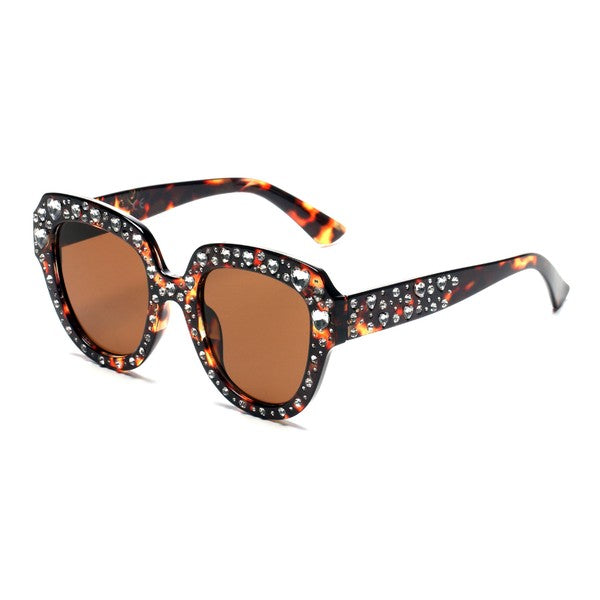 Women Round Cat Eye Sunglasses 100% UVA UVB Protection Plastic Frame PC Lens