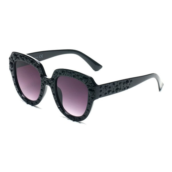 Women Round Cat Eye Sunglasses 100% UVA UVB Protection Plastic Frame PC Lens