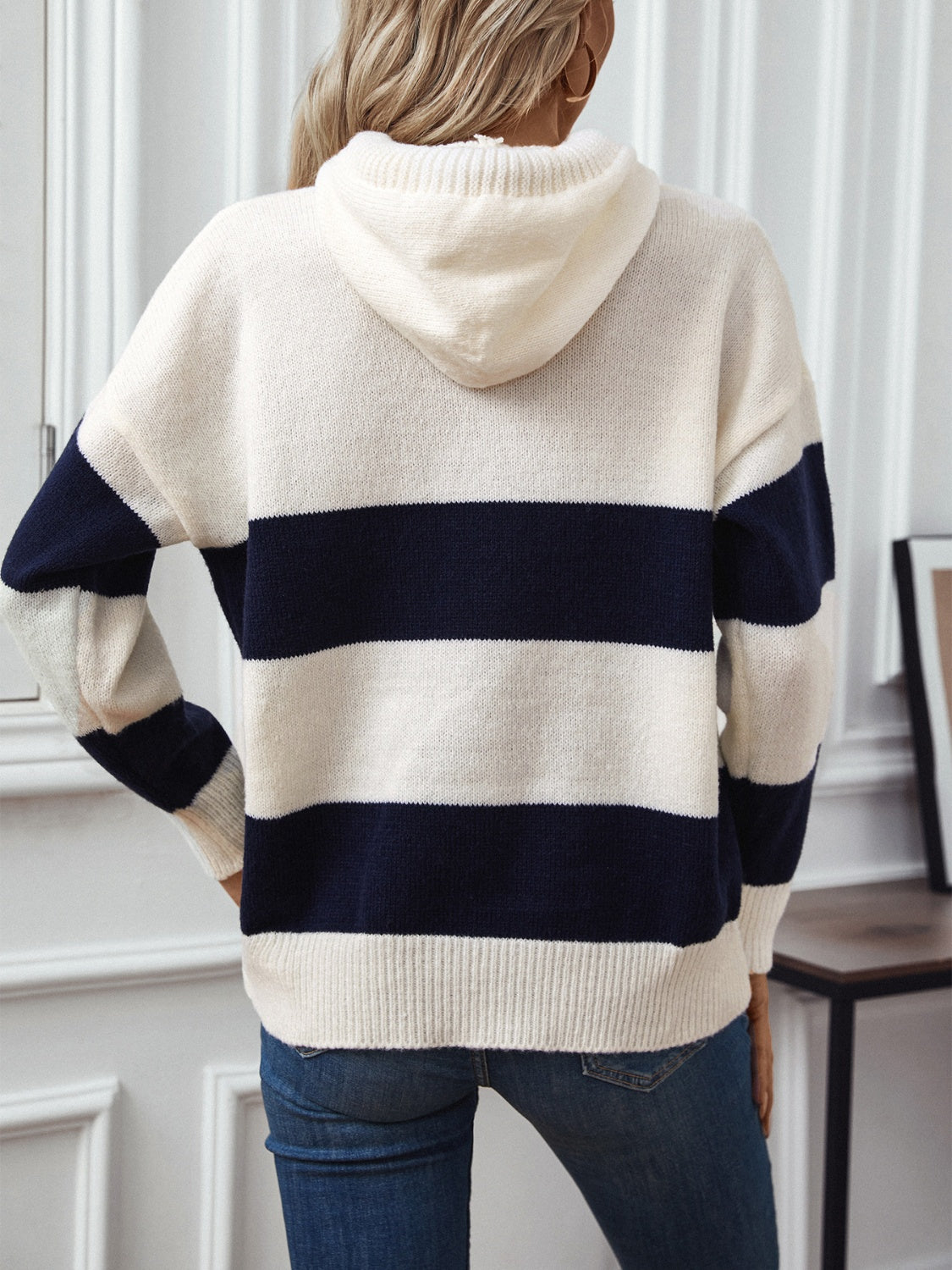 Cozy Drawstring Acrylic Sweater with Slight Stretch