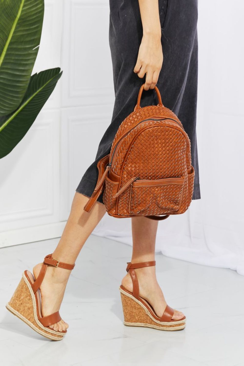 SHOMICO Certainly Chic Faux Leather Woven Backpack - The City Chic Essential!